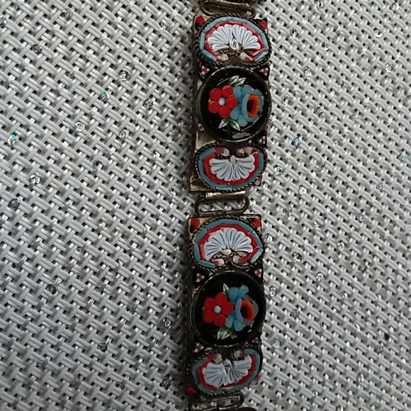 Vintage Italian Floral Micro Mosaic Bracelet - Picture 3 of 6